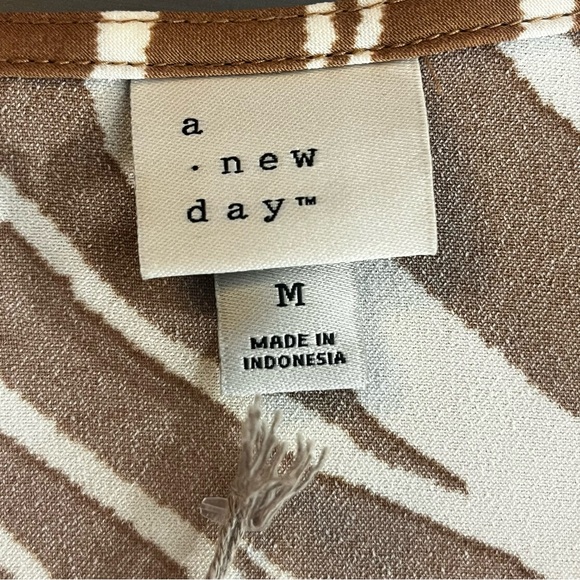 A New Day Womens Midi Dress Brown and White Sleeveless Midi Dress Medium NWT - Picture 7 of 8